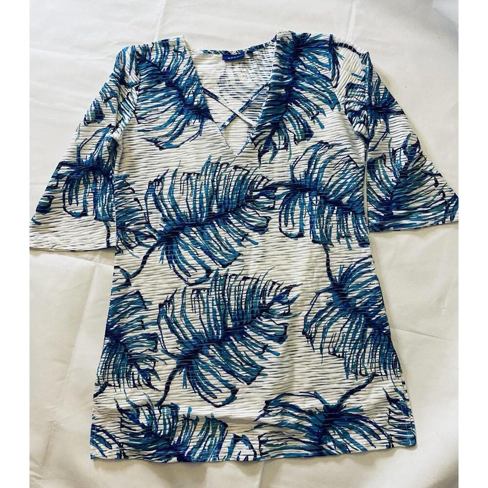 Tropical Bathing Suit Cover Up Apt 9 Size Medium Blue White